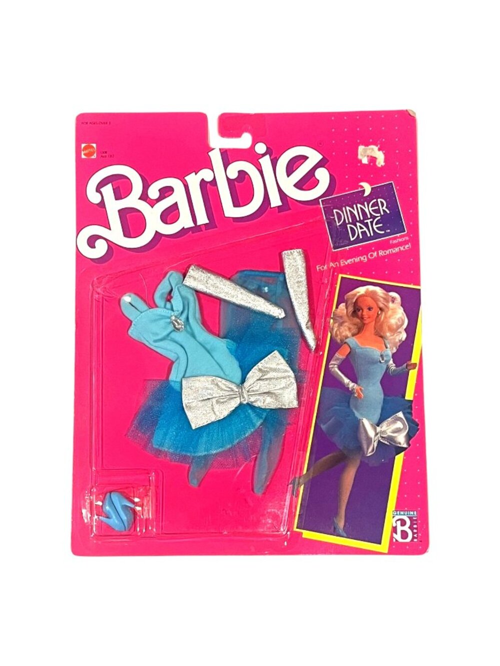 Vintage 1988 Barbie Dinner Date Fashion Aqua Dress Set #1308 New Sealed Card